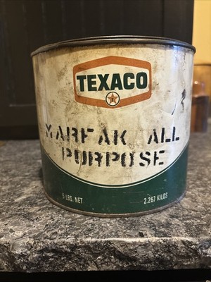 Texaco All Purpose Grease 5 Lb Metal Advertising Can - 3/4 Full