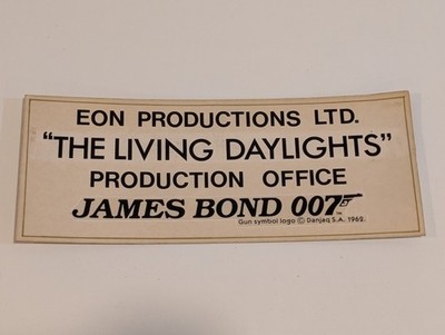 Vintage James Bond 007 The Living Daylights Production Office Sign EON Prod LTd