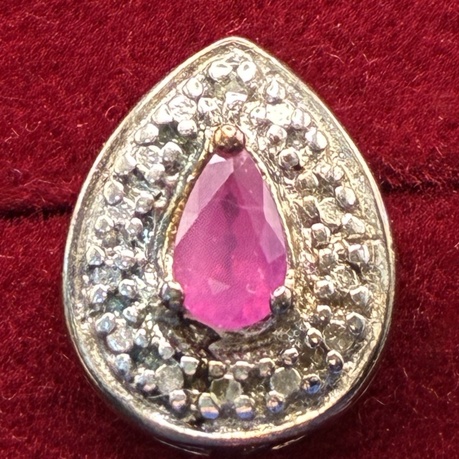 Never Worn, Ruby & Diamond Teardrop Shape Post Ea… - image 7