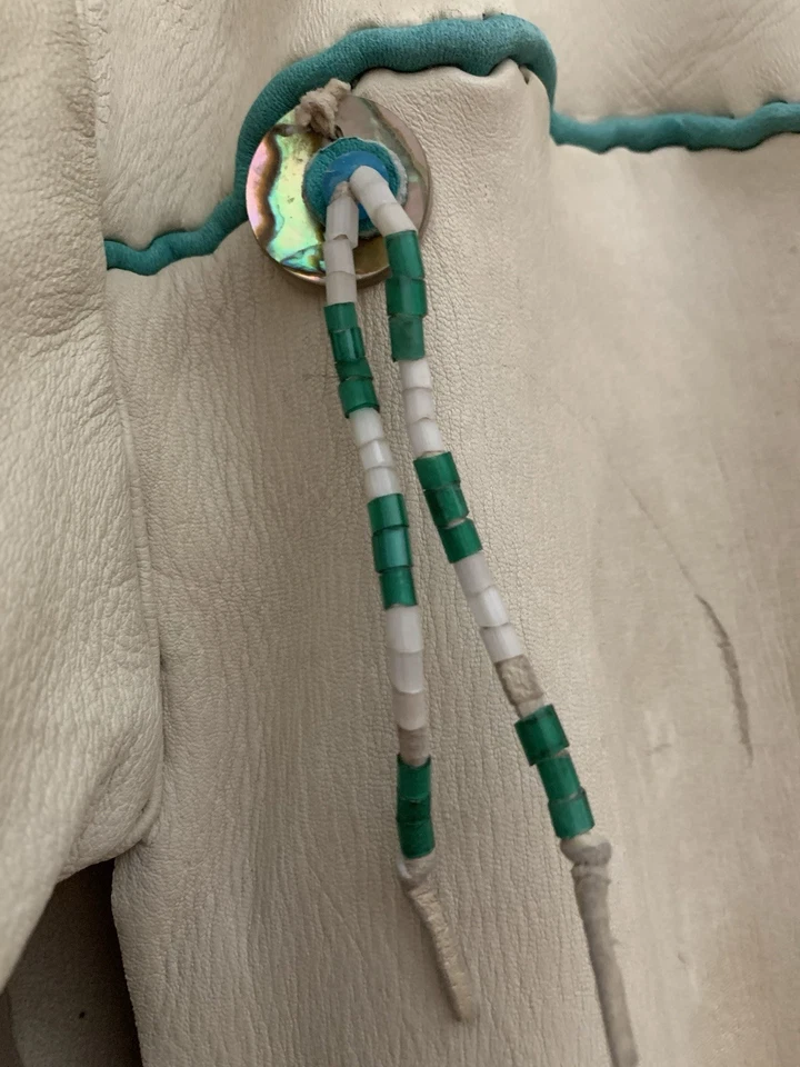 Native American Vintage Handmade Beaded Buckskin Leather Dress Kewa Pueblo  - Image 4 of 4