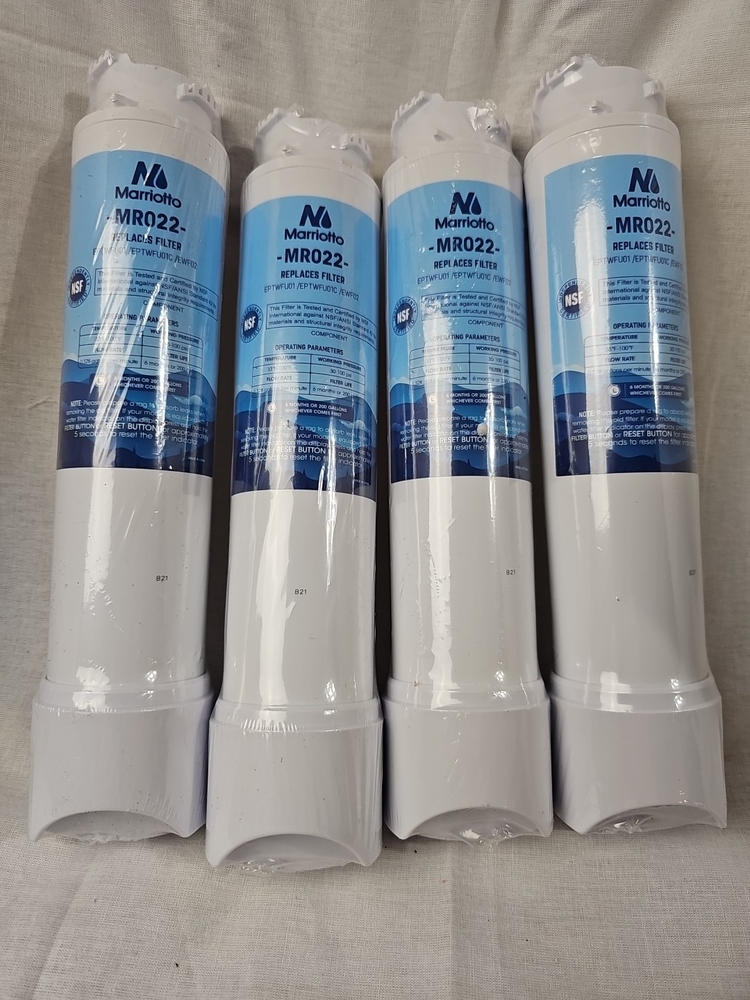 Pack Of 4 - Marriotto MR022 Replacement Water Filter - New Sealed