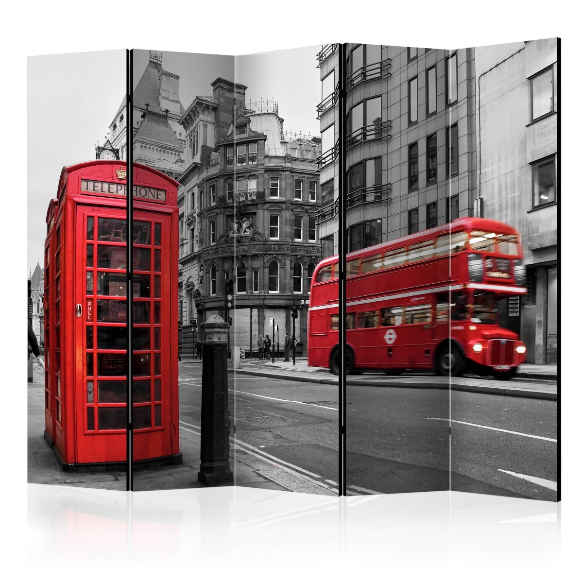 Paravent 5 Volets London Icons 172x225cm Grand Format Séparateur de Pièce Urbain