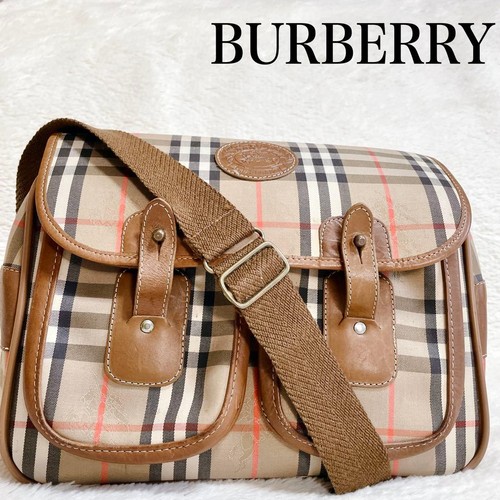 Burberry Nova Plaid Check Messenger Bag Shoulder Bag Canvas