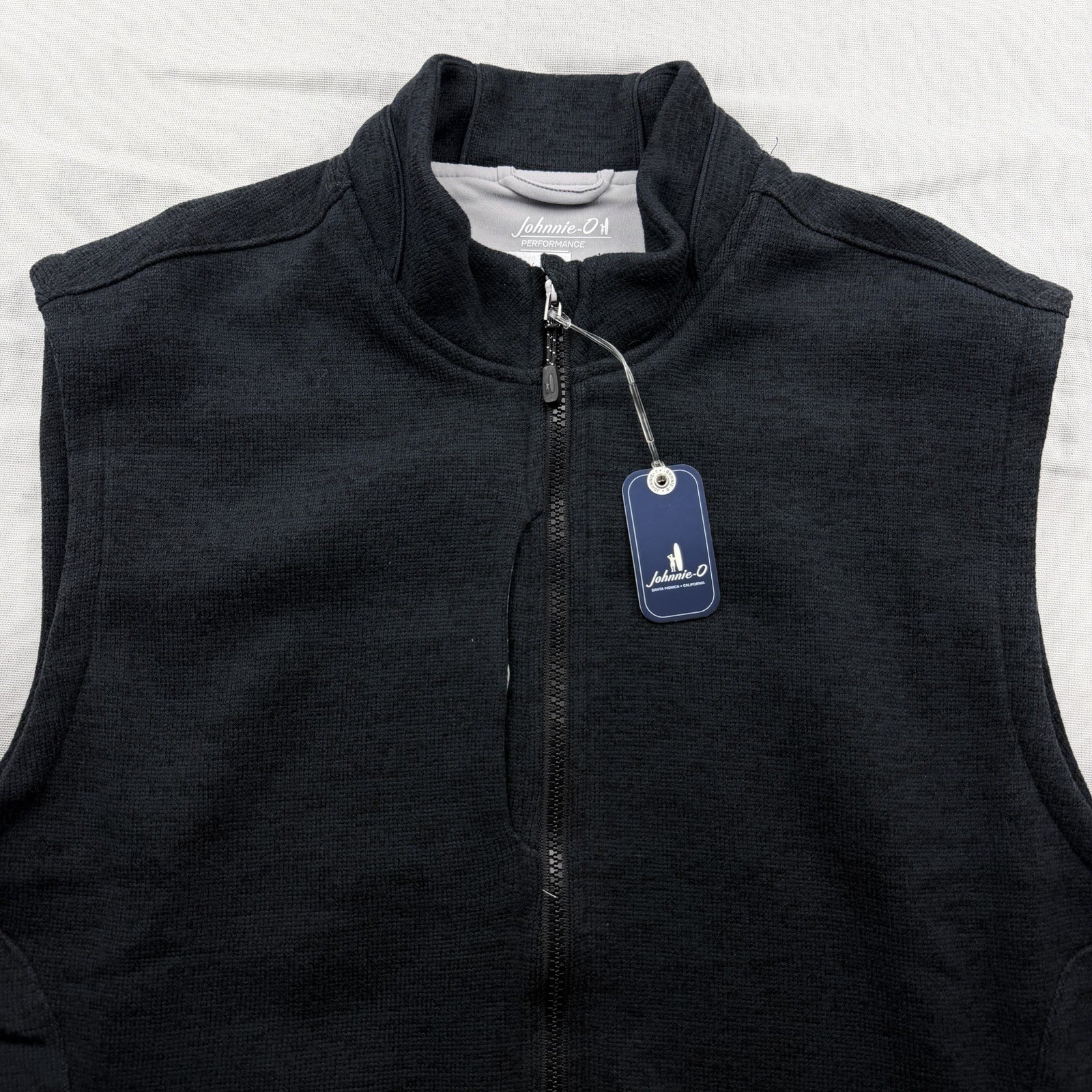 Johnnie O Performance Fleece Double Full Zip Golf Vest Jacket Black Large $138 - second product detail image