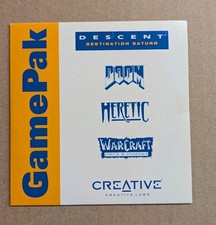 Creative Labs GamePak DOS CD-ROM 1995 Vtg Doom Heretic Warcraft Descent