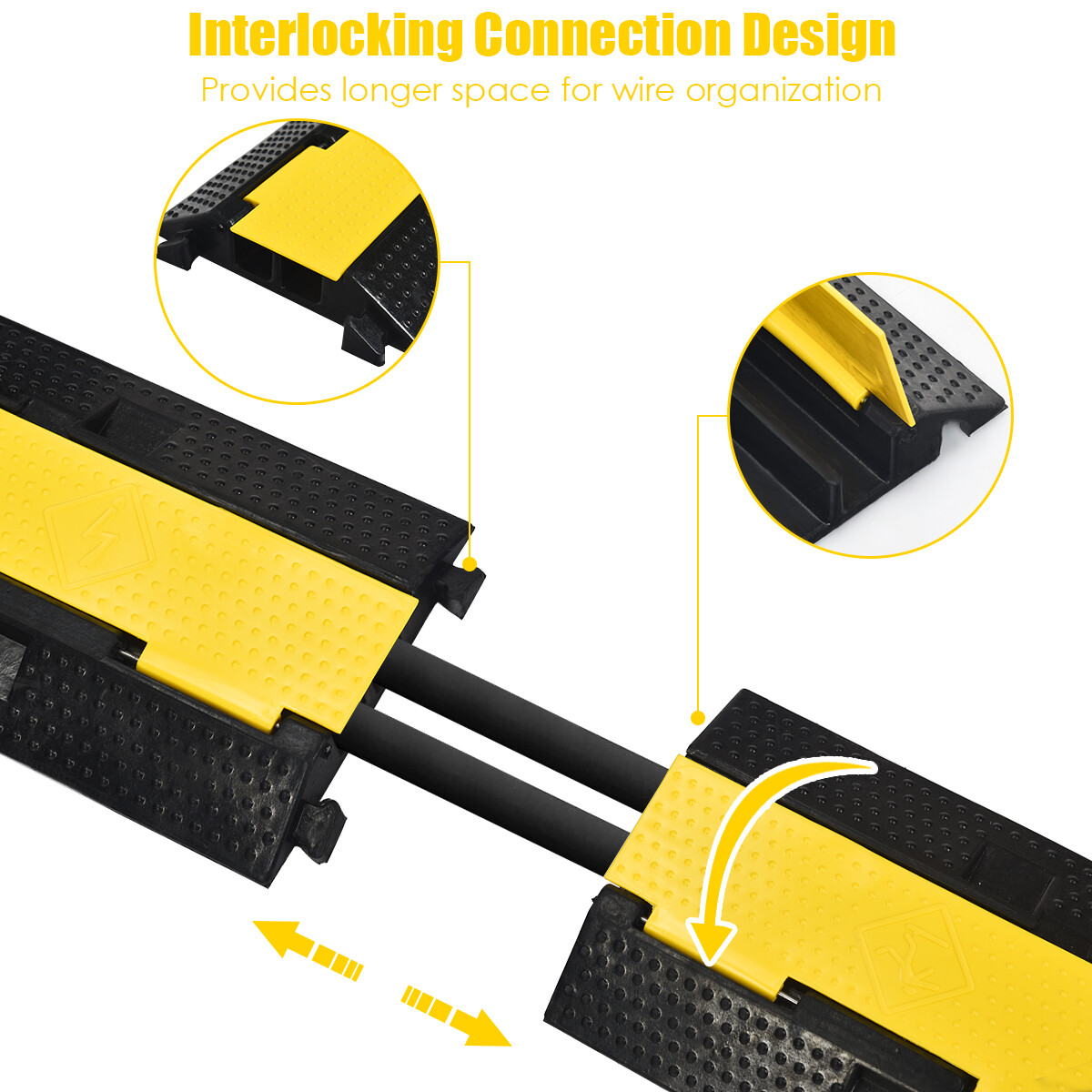 2 Channel Rubber Floor Cable Protectors Traffic Speed Bump w/FlipOpen