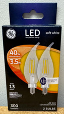 GE LED Light Bulbs 40W - Soft White - Clear Bulb - Bent Tip - Candelabra Base