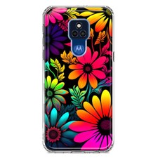 Funda a prueba de golpes para Motorola Moto G Play 2021 neón arco iris flores abstractas