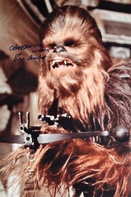 Peter Mayhew Chewbacca The Wookiee Inscrip RARE 12x18 SIGNED Star