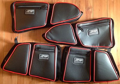 PRP Seats Polaris RZR Stock Door Bags w/ Knee Pad, Set of 4 for 4 Seater, RED