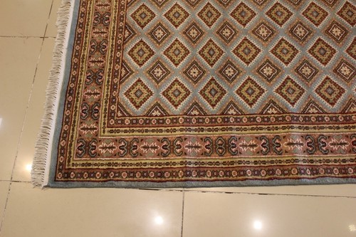 Rugstc 4x6 Bokhara Jaldar Blue Area Rug, Hand-Knotted,Geometric with Silk/Wool - Picture 5 of 5
