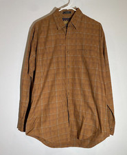 Vintage Chaps Ralph Lauren Mens LS Brown/Tan Plaid Button Shirt | Sz 16 - 34/35