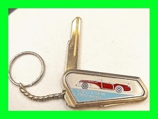 Vintage Buick Wildcat Car Keys 1 - Uncut In Unique Holder Brass Enamel Very Rare