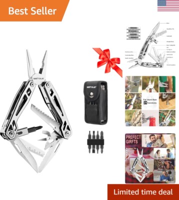 Compact 21-in-1 Pocket Multitool with Sheath - Perfect for Camping & Repairs