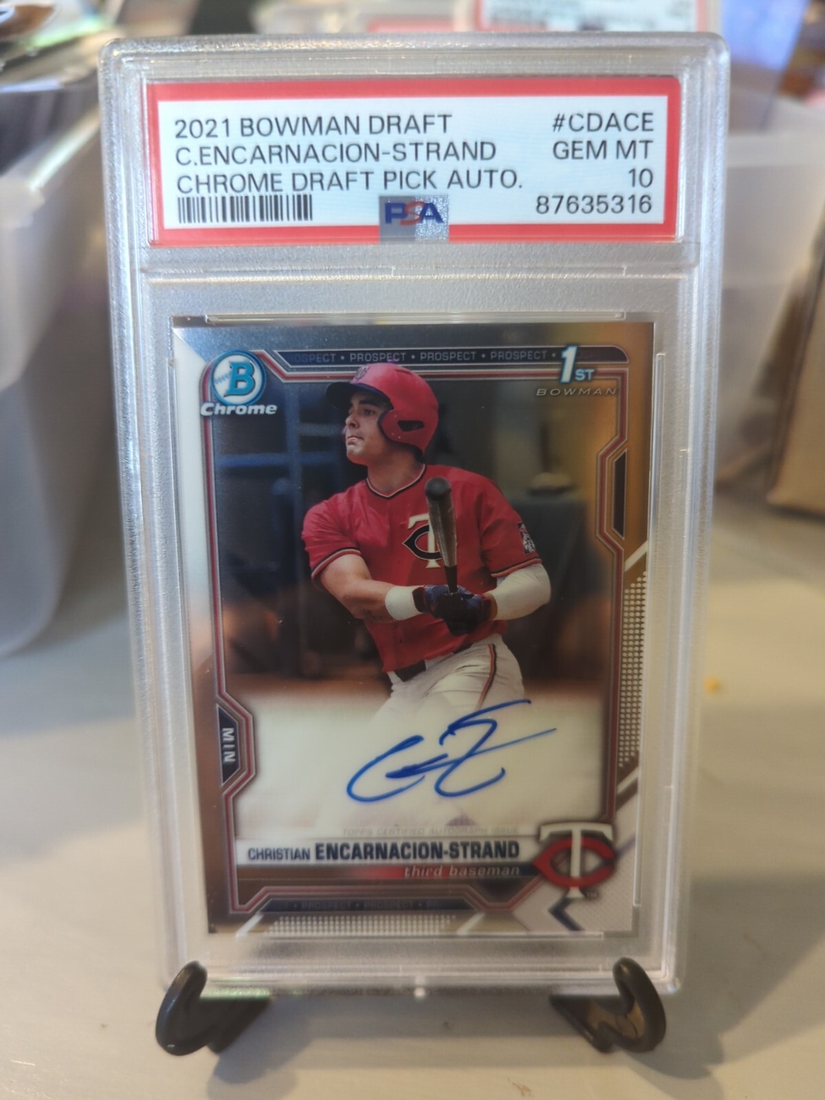 2021 Bowman Draft Christian Encarnacion-Strand 1st Chrome Auto PSA 10 GEM MINT🔥