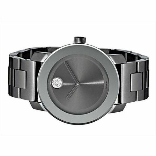 New Movado Bold Grey Stainless Crystal Dot Womens Watch 3600103 - Picture 4 of 7