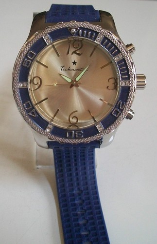 Men's Blue Silicone Gold & Silver Finish Fashion Dressy Casual Hip Hop Watch - Picture 1 of 4