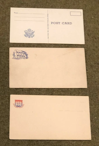 3 US Army Military Blank Postcard WW2 WWII USO Soldier Personal Item Mail Letter