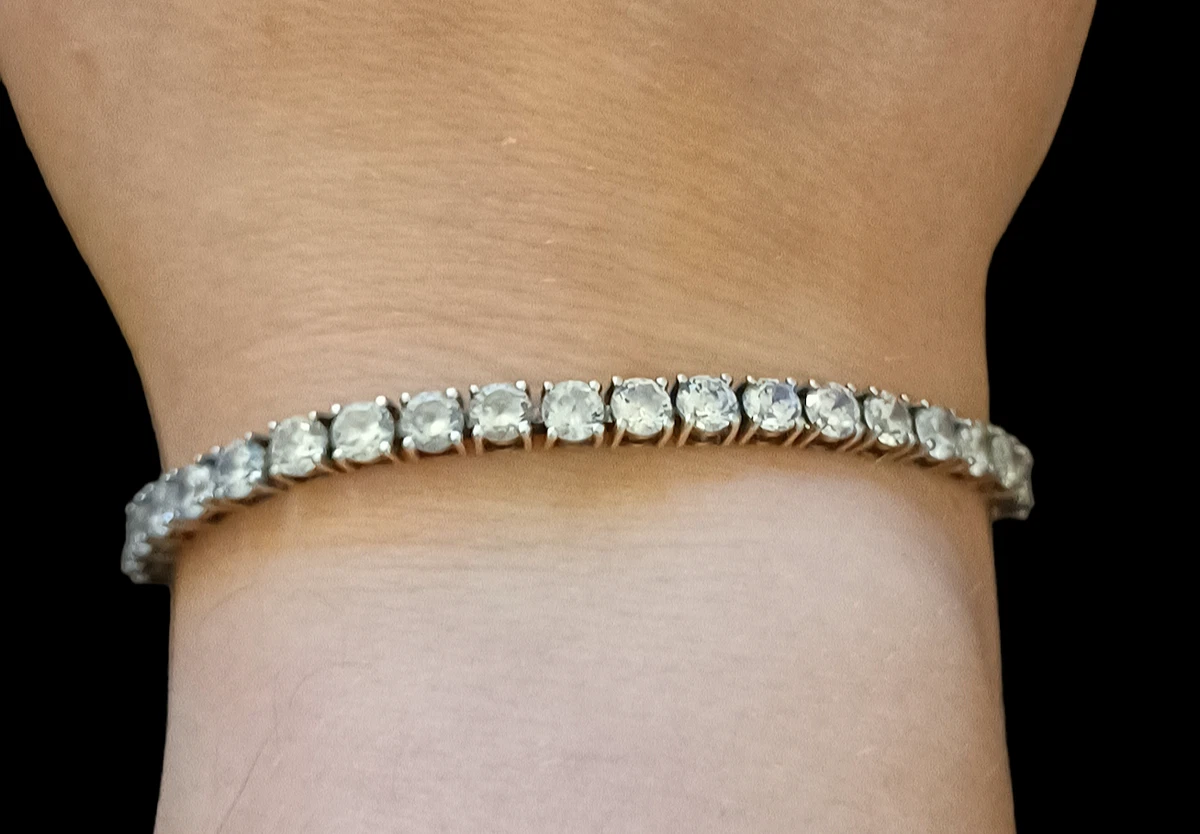PAJ 925 Sterling Silver White CZ Crystal Tennis Bracelet 7.5