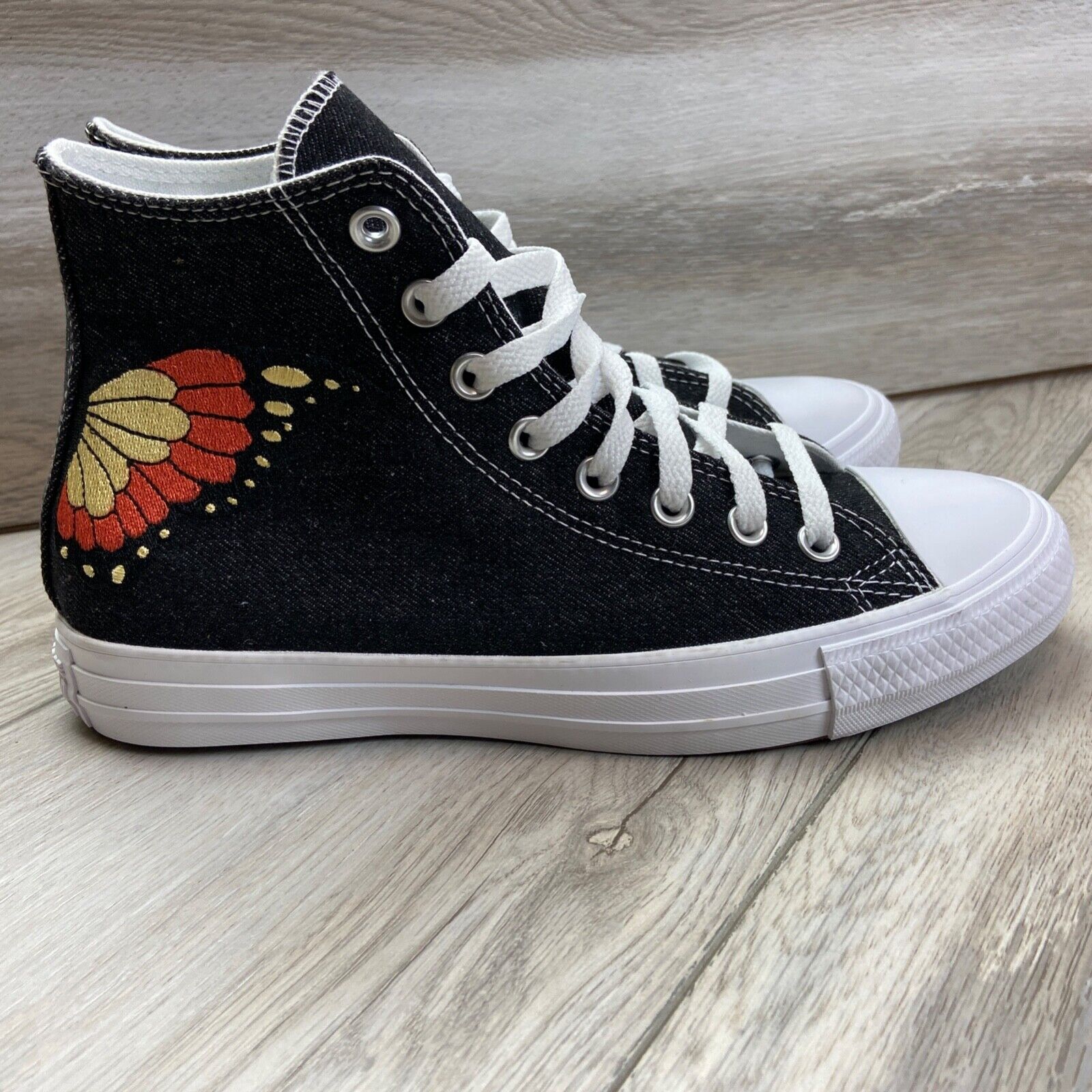 Converse Shoes Womens 9 Black High Top Butterfly Wings Custom Sneaker  Ladies | eBay