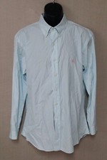 Ralph Lauren Custom Fit Blue White Long Sleeve Button Down Shirt Mens Sz 18