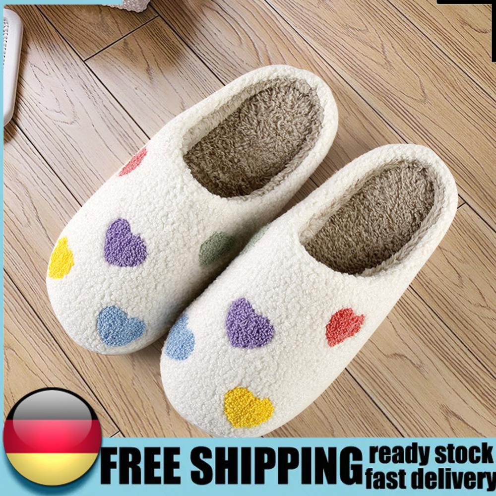 APL Love Heart Slippers Warm Fluffy Slippers Soft Bedroom Slippers for Women and Men