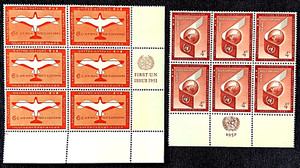 UN NY Scott #C1 & C5- Air Mail Inscribed Blocks of 6  - Mint, NH #U554