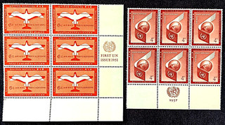 UN NY Scott #C1 & C5 Air Mail Inscribed Blocks of 6 Mint NH #U554