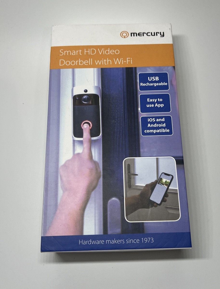 Mercury Smart HD Video Doorbell Wi-Fi for iOS or Android with Chime Brand  New