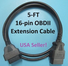 16 Pin Male To Female Obd2 Obdii Extension Cable Car Diagnostic Extender 5ft New