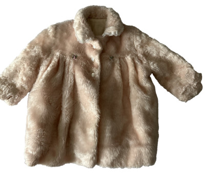 VTG Baby Easter Coat Pink Fuzzy Faux Fur Jacket Millicent Of San Francisco
