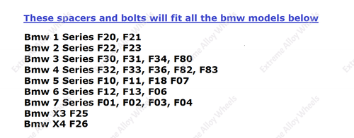 Black Wheel Spacers 12mm 15mm For Bmw F20 F21 F22 F23 F30 F31 F34 + Alloy Bolts - Picture 2 of 5