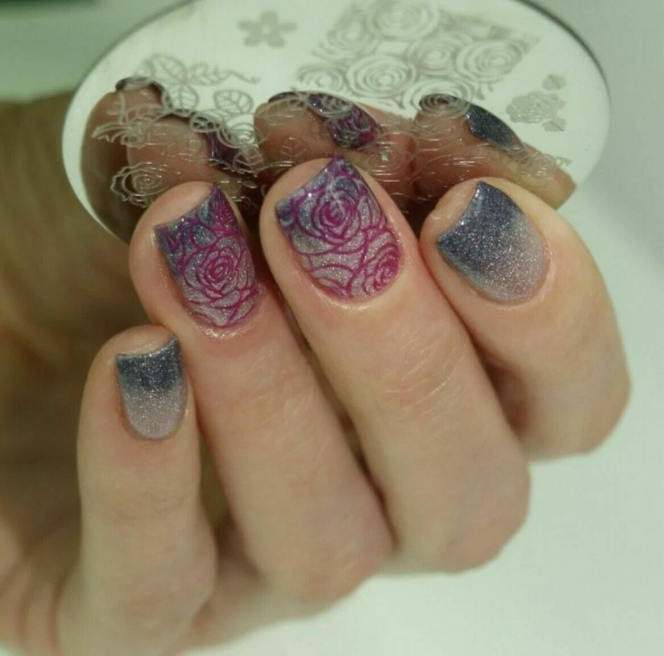 BP 73 Rosa Flor Arte en Uñas Estampado Plantilla Imagen Placa Estampador Raspador Kit Foto 2 de 4