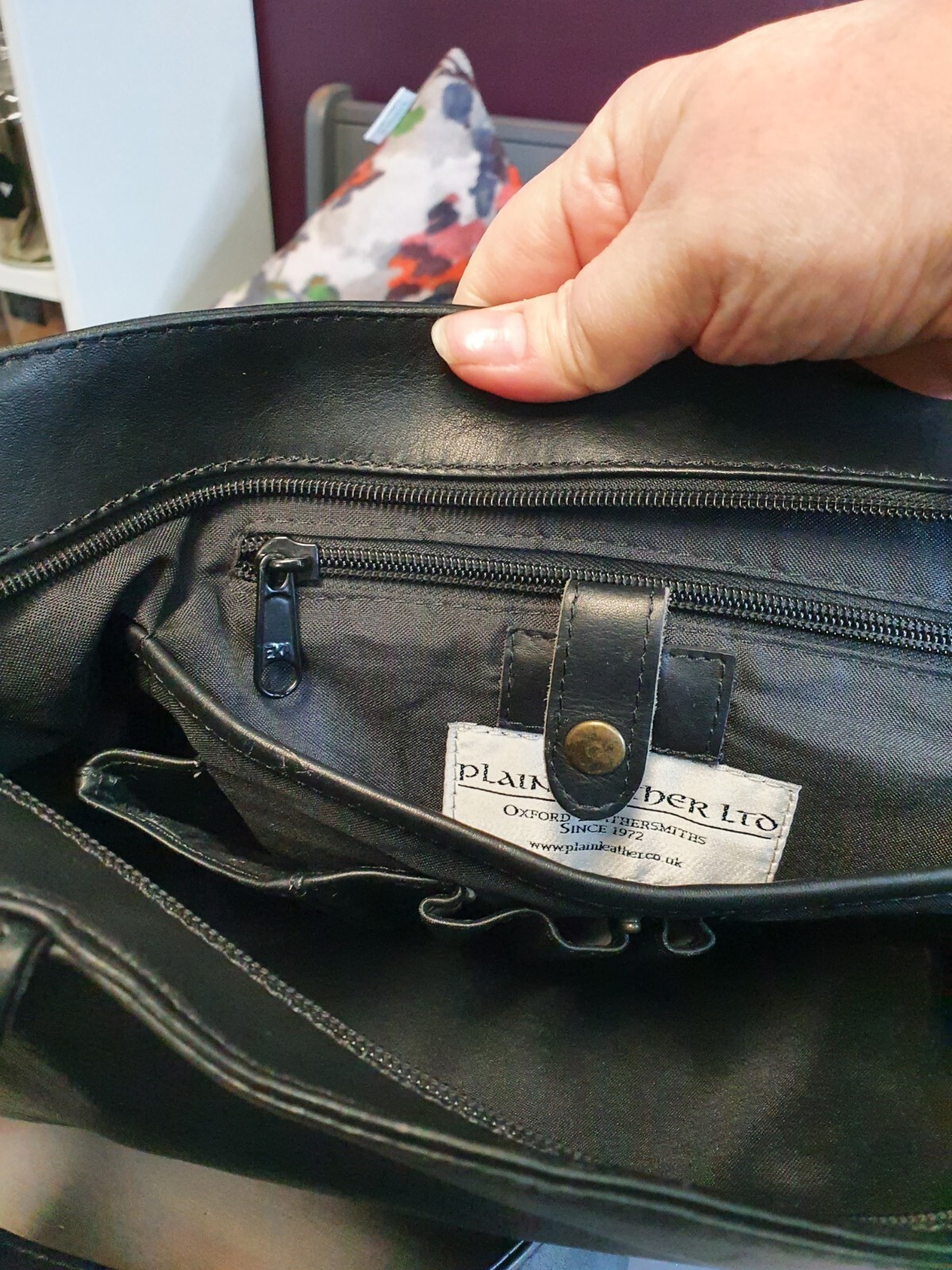 Black Leather Across Body Bag By Plain Leather Ltd Oxford eBay