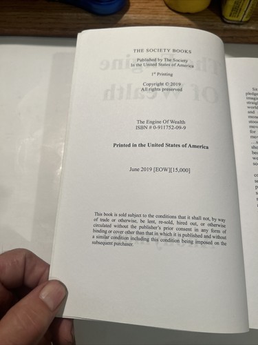 THE ENGINE OF WEALTH by Anonymous - 2019 The Society First Printing Unmarked - Picture 7 of 11