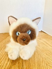 Aurora 2017 Plush Siamese Cat 12in Lying Down Blue Eyes White Brown