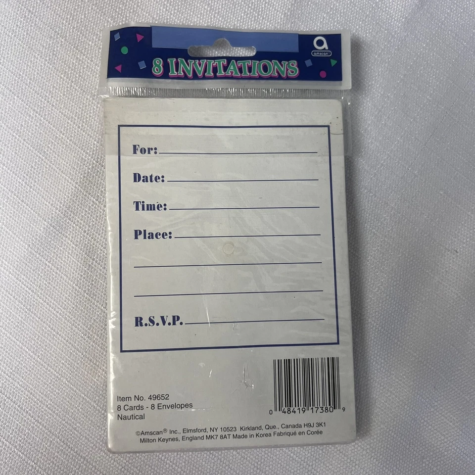 Invitaciones náuticas vintage Amscan 8 unidades Foto 2 de 4