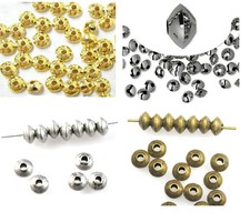 100 Metal Plated Rondelle Spacer Beads 5MM Gold Silver Gunmetal Antique Silver