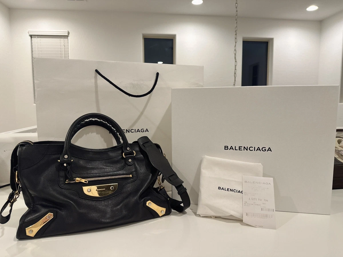 Balenciaga City Classic Metallic Edge Bag Leather Medium Black | eBay