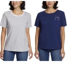 Ella Moss Ladies' Flattering Fit Ultra Soft Perfect Tee 2-pack 2XL Joy Stripe