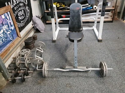 Heavy Duty Bench Press 127kg Weights And Bars Gym Fitness