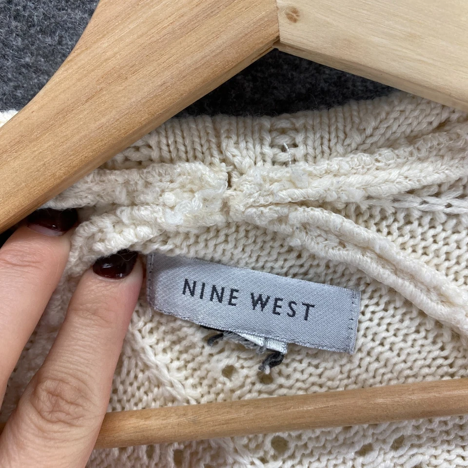 Cárdigan Nine West Mujer M Mediano Beige Cuello Frente Abierto Manga Larga Informal Foto 3 de 4