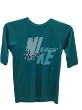 Nike Swim Boys' Short Sleeve Hydroguard Bright Spruce MEDIUM