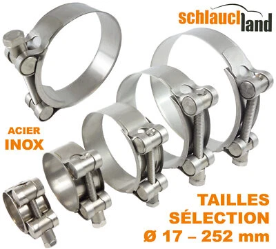 COLLIER DE SERRAGE EXTRA FORT W4 ACIER INOX Serre Boulon SS304 Tuyau Tube Clip - Photo 1/4