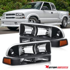 Black Amber Corner Headlights Bumper Lamps For 98-04 Chevy Blazer S10 Pickup