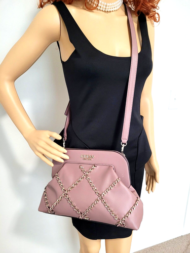 GUESS Abey Crossbody Small Leather Shoulder Handbag Rosewood Color NEW🎀NWT - Picture 3 of 14