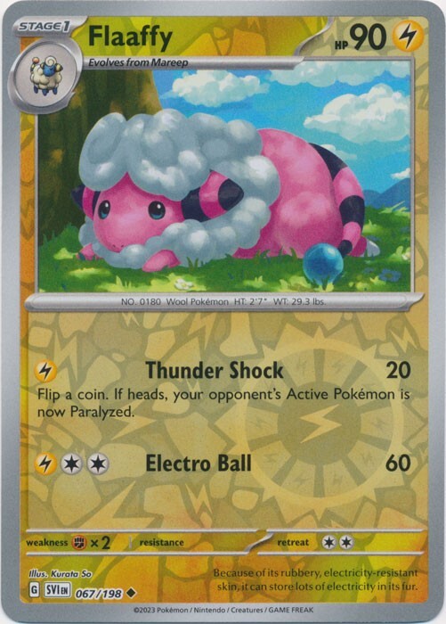 Reverse Holo Flaaffy 067/198 Uncommon Scarlet & Violet Base Set Pokemon TCG