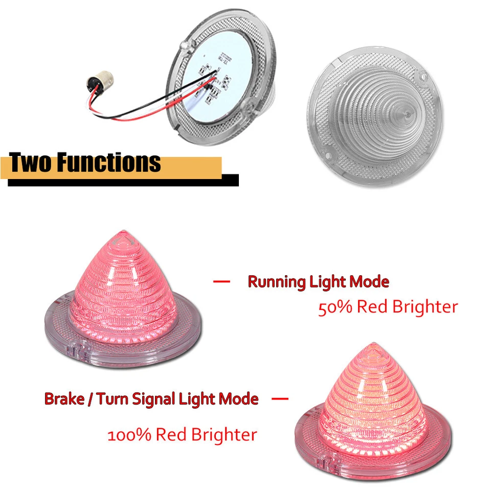 Для 1960 1961 Chevy Impala Bel Air Nomad светодиодный красный задний тормозной фонарь прозрачная линза 2 шт. - Изображение 2 из 4