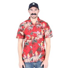 Jungle Bird Magnum PI Tom Selleck Rojo Disfraz Camisa y Sombrero