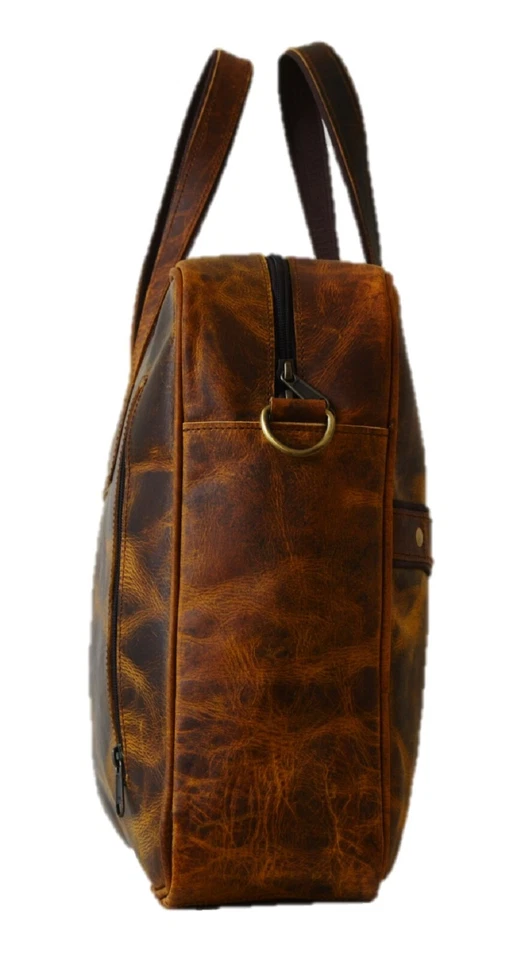 Maletín de 16" Bolsa de Trabajo de Oficina Hecho a Mano para Hombres Doble Asa Laptop Bolso Mensajero Foto 4 de 4